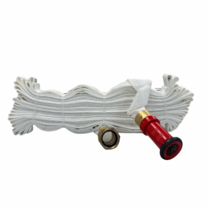 Fire Hose with Adaptor & Nozzle - Designed to be clipped on a Swing Rack.